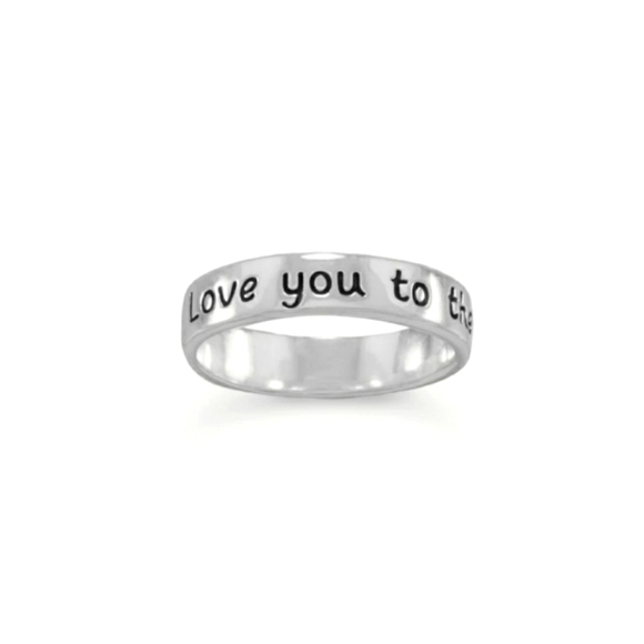 ♥️ LOVE YOU TOO THE MOON STERLING SILVER RING - Picture 1 of 5